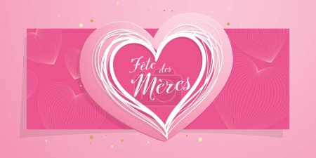 Téléchargez les photos : French Mother's day banner with pink hearts - celebration design theme - en image libre de droit