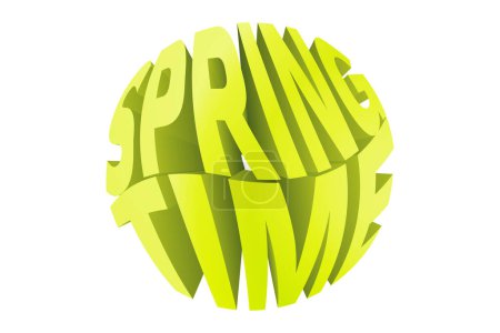 Foto de Primavera tiempo 3d logotipo de renderizado aislado sobre un fondo blanco - tema elemento de diseño fresco verde - Imagen libre de derechos