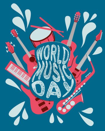 Téléchargez les photos : World music day design - thème illustration guitares et instruments - en image libre de droit