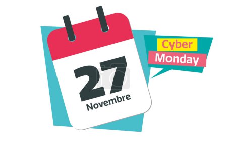 Téléchargez les photos : Cyber lundi 27 novembre - France calendrier élément design thème - en image libre de droit