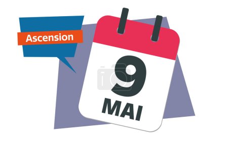 Día de la Ascensión 2024 - Francés 9 Mayo calendario fecha de diseño