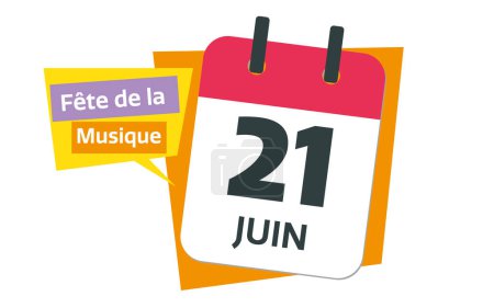 French World Music Day - French 21 June calendar date design