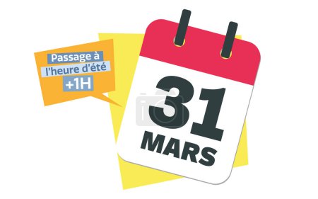 Foto de Verano Horario de verano día de transición 2024 - Francés 31 Marzo calendario fecha diseño - Imagen libre de derechos