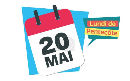 Pfingstmontag 2024 - Französisch 20 Mai Kalenderdatum Design
