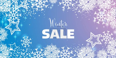 Téléchargez les photos : Fond de vente d'hiver avec flocons de neige - Thème de bannière design - en image libre de droit