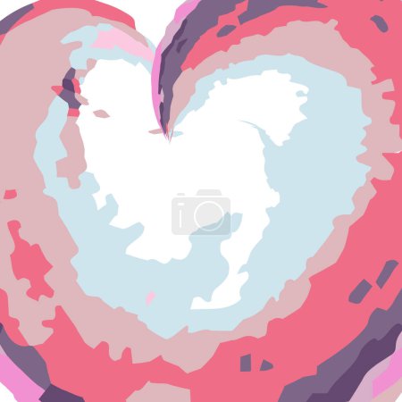 Téléchargez les illustrations : Motley Abstract frame, background texture in the shape of a heart in trendy soft colors. Isolate. Good for banner, brochures, web or wallpaper, poster, invitation and cards, price tag, label. EPS - en licence libre de droit