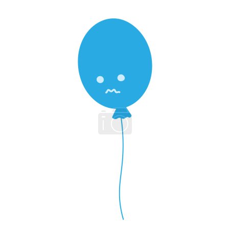 Ilustración de Globo azul con cara sonriente triste en monocromo de moda. Concepto de diseño para la tarjeta Blue Monday u otra. Aislar. EPS. Vector para pegatina, icono, puntero o póster, pancarta, folletos o web, precio, etiqueta - Imagen libre de derechos