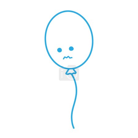 Ilustración de Esquema de dibujo globo en una cuerda con la cara triste. Concepto de diseño para los saludos Blue Monday en azul. Aislar. EPS. Vector para carteles, pancartas, folletos o tarjetas de invitación, etiqueta de precio, etiqueta o web - Imagen libre de derechos