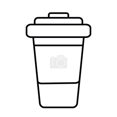 Disposable paper coffee cup. Freehand simple outline drawing. Design concept for card, sticker, icon. Isolate. EPS. Vector for poster, banner, brochures, price tag, label or web, promo, advertisement