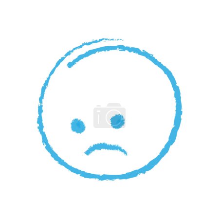 Ilustración de Blue Monday Icono de cara sonriente triste dibujado a mano en azul de moda Concepto de diseño de tarjetas o saludos Aislar EPS Vector Tarjetas, invitación, carteles, banner, folleto, etiqueta de precio, etiqueta o web, idea de diseño promocional - Imagen libre de derechos