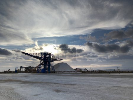 Salt factory in Santa Pola, Alicante province in Spain.  Horizontal shot at sunset.