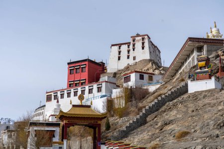Photo for Thiksey, India - April 03, 2023: Exterior view of Thiksey Monastery in Ladakh region - Royalty Free Image
