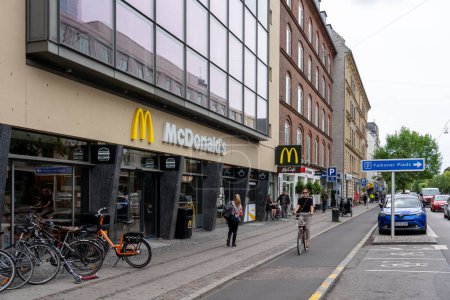 Photo for Copenhagen, Denmark - June 30, 2023: Exterior View of a McDonalds on Falkoner Alle. - Royalty Free Image