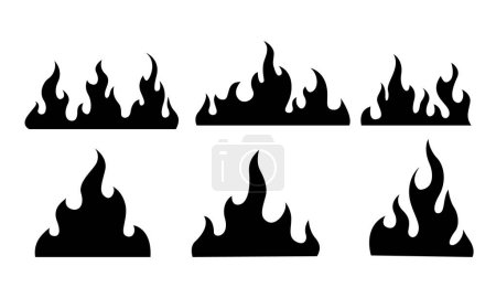 Téléchargez les illustrations : Flammes de feu noir de style tribal pour tatouage et décoration de véhicule illustration vectorielle set - en licence libre de droit
