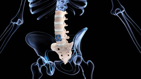 Illustration médicale 3D de la plaque lombaire antérieure de fixateur de colonne vertébrale de fixation orthopédique