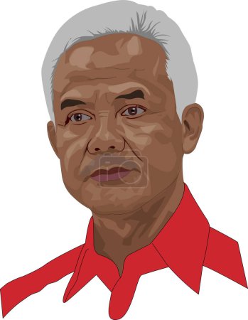 Téléchargez les illustrations : Illustration vectorielle du portrait de Ganjar Pranowo - en licence libre de droit