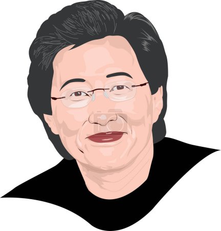 Ilustración de La Dra. Lisa Su es una ingeniera eléctrica y ejecutiva de negocios taiwanesa-estadounidense, actualmente sirve como CEO y presidenta de Advanced Micro Devices (AMD). Bajo su liderazgo, AMD ha visto avances tecnológicos significativos y crecimiento empresarial - Imagen libre de derechos
