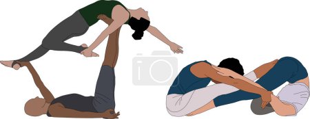 Yoga Paar Pose Vektor flache Illustration 
