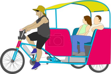 Pedicab Flat Design Vector Illustration