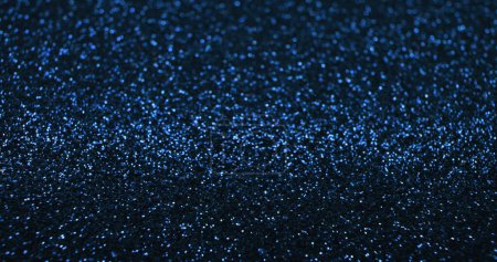 Photo for Bokeh light background. Blur glitter texture. Fantasy glare. Defocused blue color shiny sparkles glow reflection on dark black abstract free space poster. - Royalty Free Image