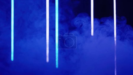 Photo for Color smoke background. Blur glow. Futuristic illumination. Defocused blue neon laser light vapor cloud on dark abstract free space. - Royalty Free Image