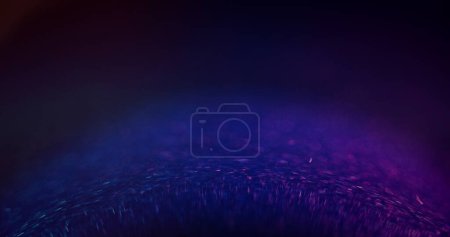 Photo for Blur glow. Neon light leak. Ultraviolet sparkles. Defocused fluorescent blue purple color glitter radiance on dark black modern abstract background with empty space. - Royalty Free Image