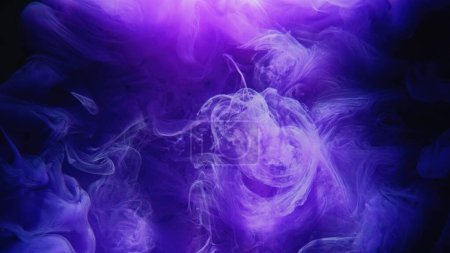 Foto de Color steam. Fume swirl. Vapor floating. Blue purple glowing smoke cloud texture paint water wave flow motion abstract background. - Imagen libre de derechos
