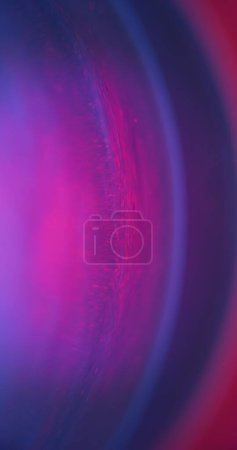 Foto de Blur neon glow. Light flare background. Gleam leak. Defocused fluorescent blue magenta pink color sparks radiance in curve sphere abstract banner with free space. - Imagen libre de derechos