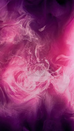 Téléchargez les photos : Color steam. Fume swirl. Vapor floating. Pink glowing smoke cloud texture paint water wave spreading motion abstract background. - en image libre de droit