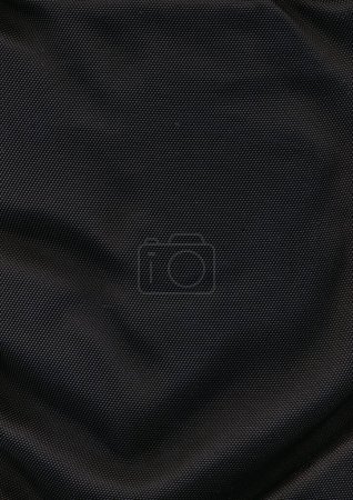 Photo for Grain texture. Creased fabric. Rough woven structure. Black distressed crumpled wrinkled embossed textile cloth abstract illustration background. - Royalty Free Image