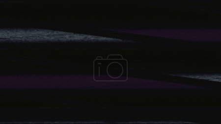 Photo for Analog noise glitch background. Videotape damage. Purple gray color VHS grain stripes interference defect on dark black abstract illustration. - Royalty Free Image