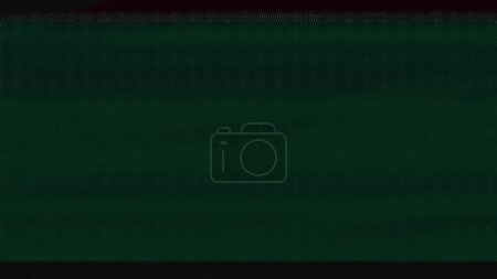 Photo for Analog glitch static noise. Signal interference. Green black color VHS grain texture stripes dark abstract illustration background with free space. - Royalty Free Image