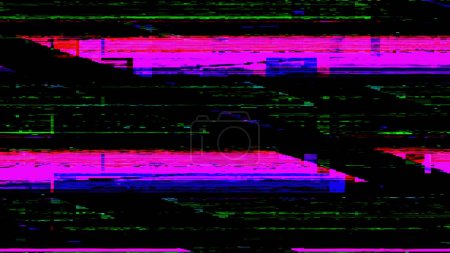 Foto de Pixel ruido de fondo glitch. Daño de matriz. Blur neón rosa verde azul color digital distorsión artefactos en negro oscuro líneas de grano abstracto textura ilustración. - Imagen libre de derechos