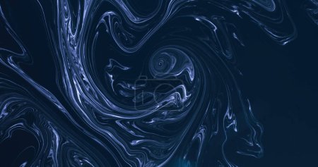 Photo for Paint water. Marble swirl. Fluid blend. Dark blue white color liquid alcohol ink whirl mix wave abstract background with free space. - Royalty Free Image