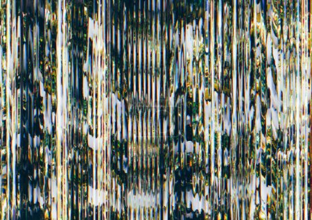 Photo for Distortion texture. Glitch noise. Digital error. Green yellow color frequency artifacts on black illustration abstract background. - Royalty Free Image