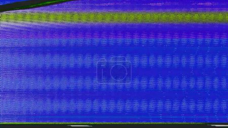Photo for Analog distortion glitch noise. Videotape damage. Blue yellow pink color VHS grain stripes interference defect abstract illustration background. - Royalty Free Image