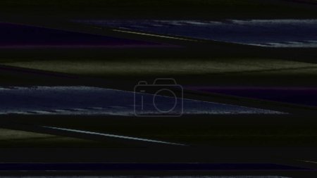 Photo for Analog glitch VHS noise. Technology distortion. Blue color stripes pattern electronic error artifacts on dark black abstract illustration background. - Royalty Free Image