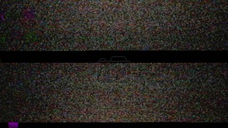 Photo for Grain noise. Analog glitch. Old TV static distortion. Color VHS defect texture electronic artifacts on dark retro abstract illustration background. - Royalty Free Image