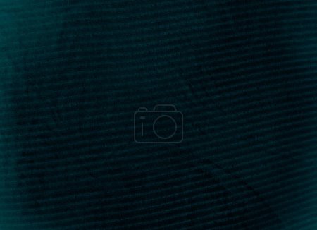 Photo for Ribbed texture. Abstract background. Uneven woven structure. Teal blue color wrinkled striped fabric fiber ornament on dark illustration copy space wallpaper. - Royalty Free Image