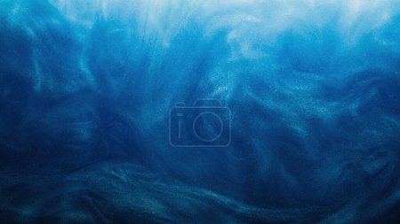 Photo for Shimmering fluid. Ink water. Sparkling wave. Magic blizzard. Blue color glowing glossy smoke cloud dust texture abstract art background. - Royalty Free Image