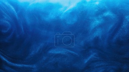 Photo for Sparkling wave abstract background. Ink water. Enchanted air. Winter frost. Blue color shimmering glowing grain dust haze texture. - Royalty Free Image