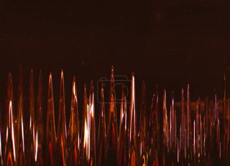 Photo for Glitch overlay. Dust scratches. Distressed screen. Red orange color wave noise artifacts texture on dark weathered illustration abstract background. - Royalty Free Image