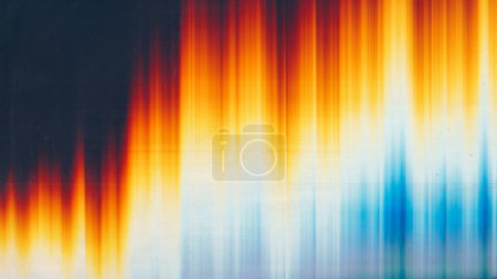 Photo for Light flare. Old film. Weathered overlay. Orange blue white rainbow color glow dust scratches noise on dark black illustration abstract empty space background. - Royalty Free Image