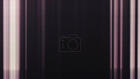 Photo for Glitch overlay. Noise frame. Analog distortion. Purple white black color grain texture lines artifacts on dark abstract illustration copy space background. - Royalty Free Image