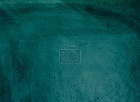 Photo for Dust scratches. Weathered overlay. Old film noise. Teal green black smeared dirt stains texture on dark worn grunge illustration abstract background. - Royalty Free Image