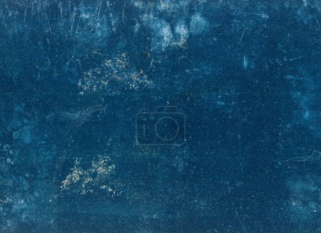 Photo for Dust scratches. Weathered overlay. Old film noise. Blue white dirt stains fingerprints texture on dark worn grunge illustration abstract background. - Royalty Free Image