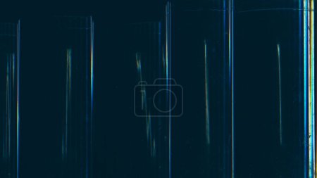 Photo for Glitch overlay. Distressed screen. Digital noise. Blue color artifacts dust scratches lines texture on dark illustration abstract background. - Royalty Free Image