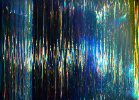 Photo for Color glow noise. Glitch abstract background. Static distortion. Green blue light flare artifacts on dark black illustration grunge wallpaper. - Royalty Free Image
