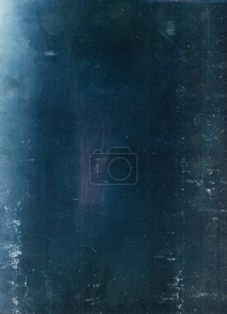 Photo for Aged film overlay. Dust scratches noise. Weathered texture. Pink blue color dirt stains fingerprints on dark gritty surface illustration abstract background. - Royalty Free Image