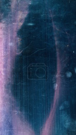 Photo for Old film overlay. Dust scratches noise. Weathered texture. Purple pink blue color light flare dirt stains fingerprints on dark distressed surface illustration abstract background. - Royalty Free Image